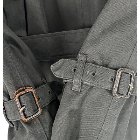 Burberry Black Trench Coat Nova Check Lined Belted Mid Length Wool Size L - Picture 6 of 9